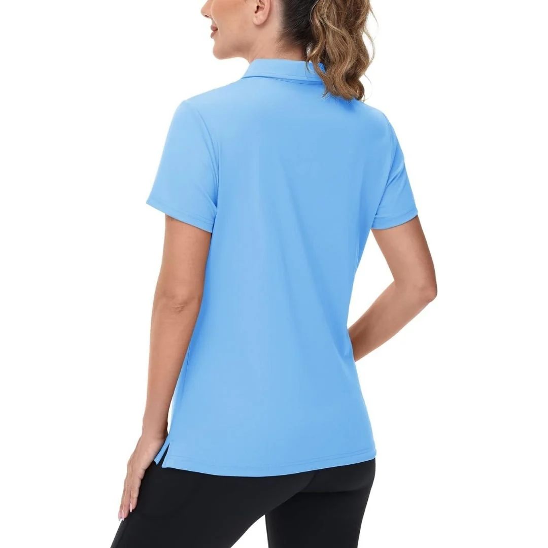 Womens V Neck Quick Dry UPF 50+ Golf Polo Shirt