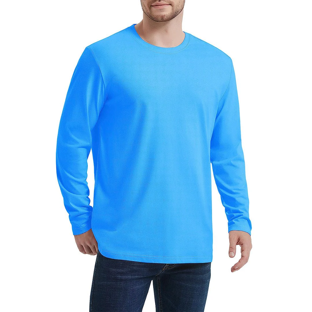 Men's Cotton Solid Color Classic Casual Long Sleeve T-shirt