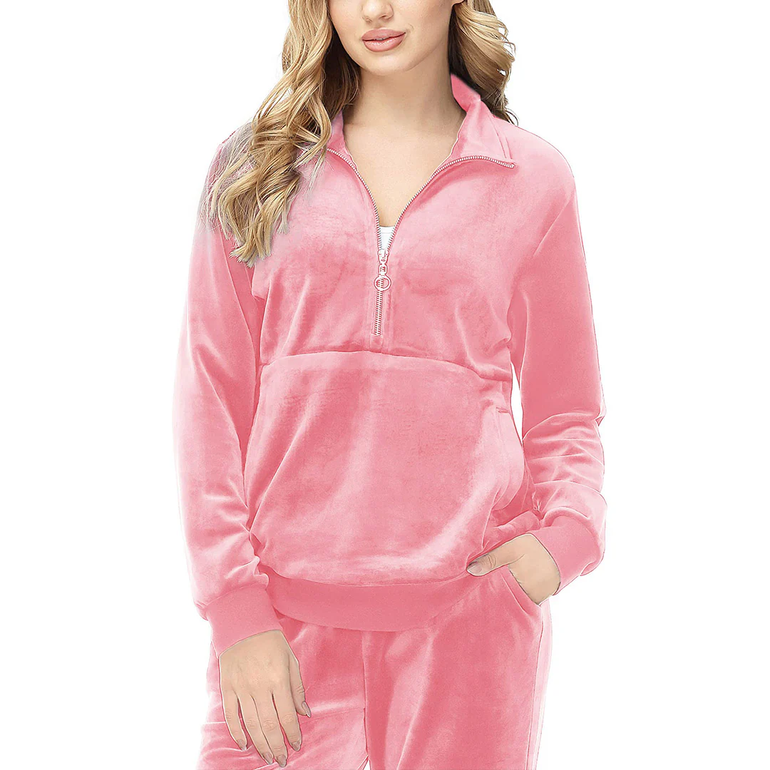 Women's Half Zip Velour Pullovers