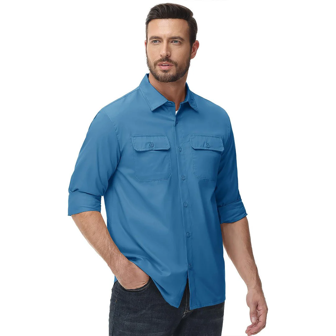 Men's Cotton Casual Button-Up Long Sleeve Shirts