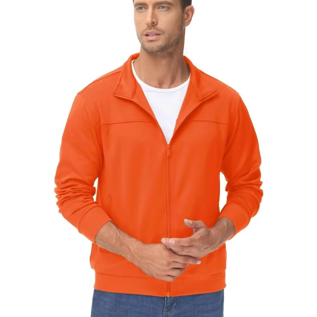 Men's Track Lightweight Full Zip Up Stand Collar Jacket