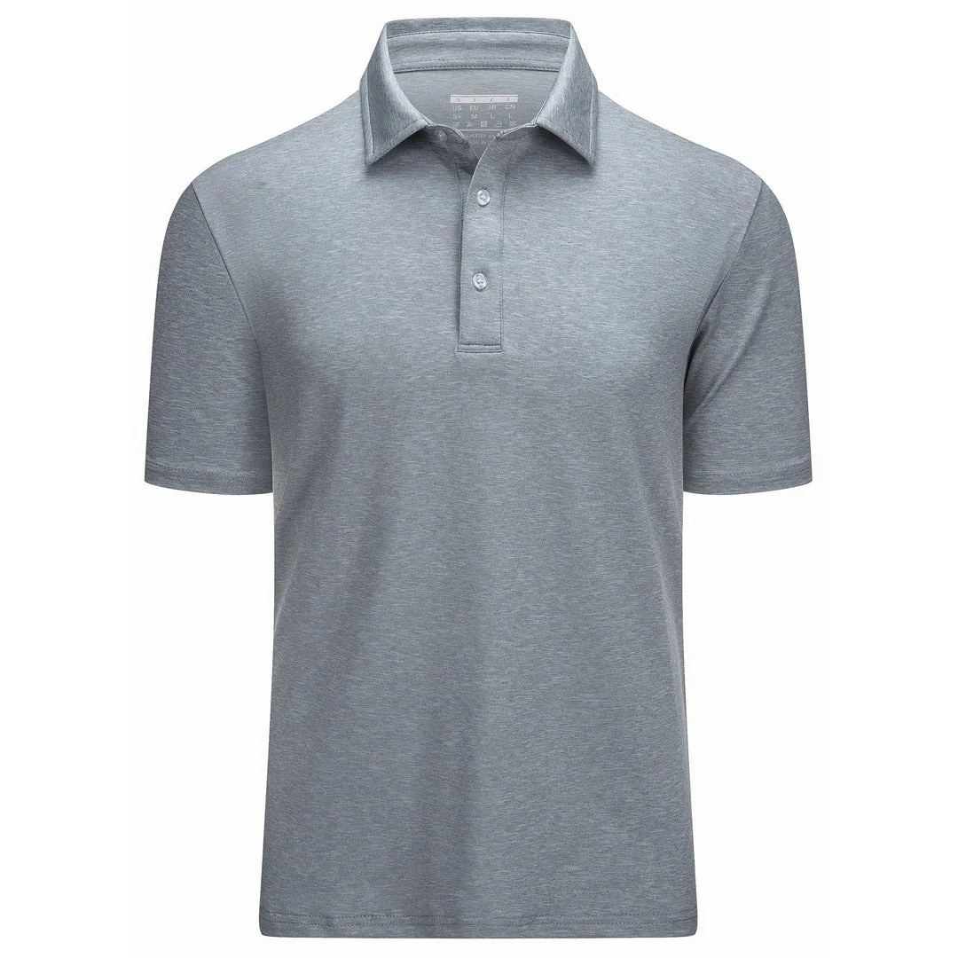 Men's Golf 3 Buttons Spread Collar Solid Quick Dry Polo Shirt