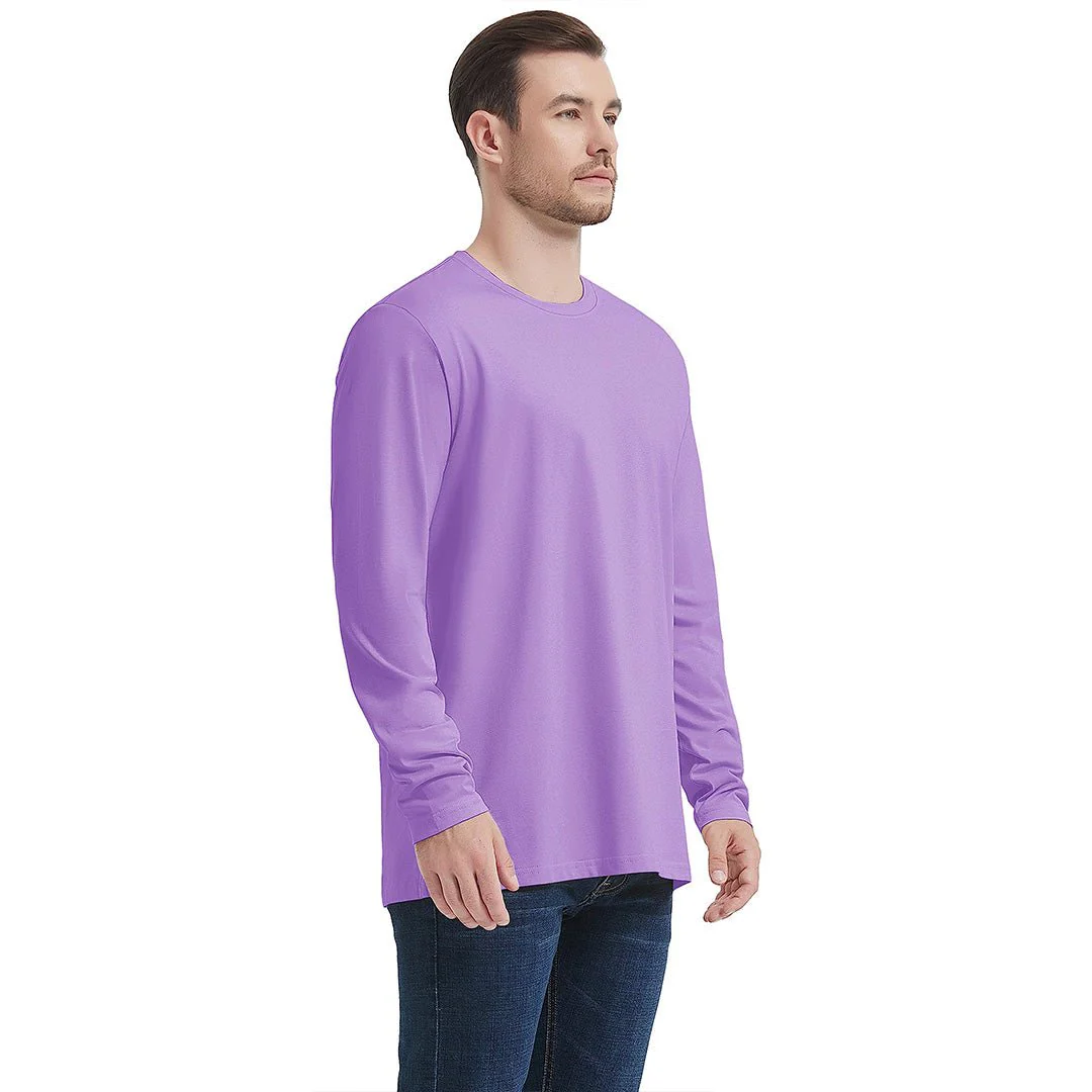 Men's Cotton Solid Color Classic Casual Long Sleeve T-shirt