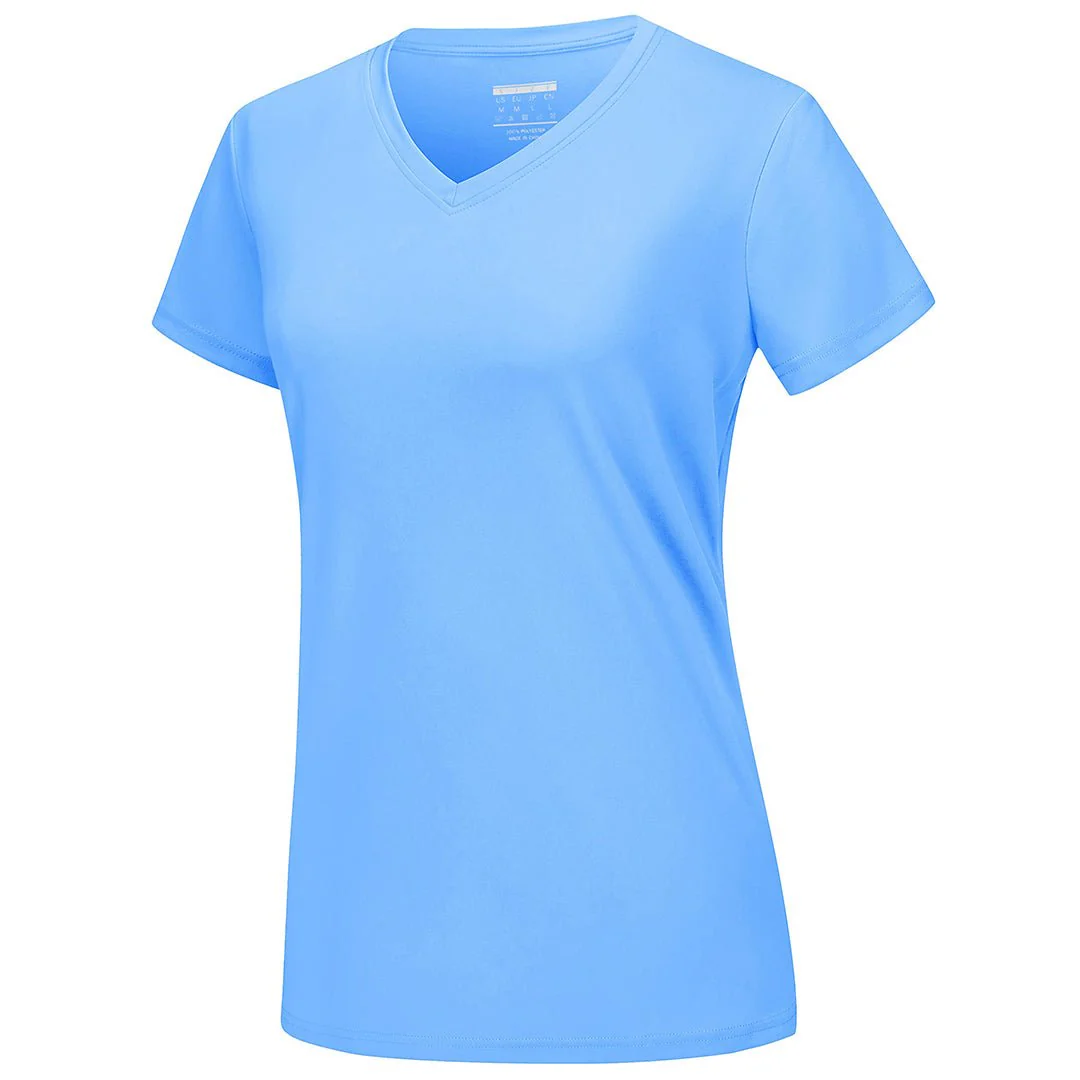 Women's UPF 50+ Sun Protection V-Neck Quick Dry Short Sleeve T-shirts
