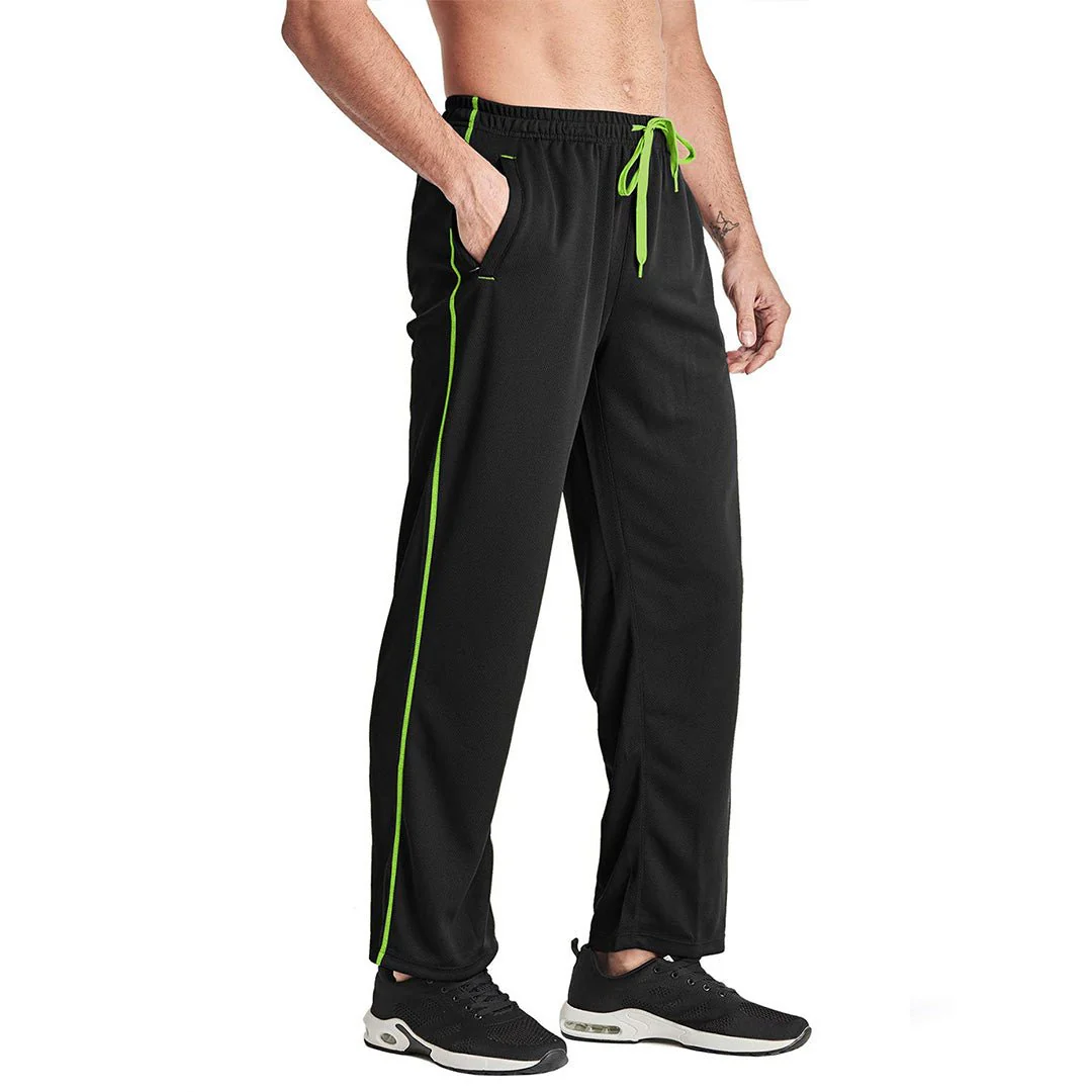 Men's Casual Open Bottom Mesh Sweatpants with Pockets