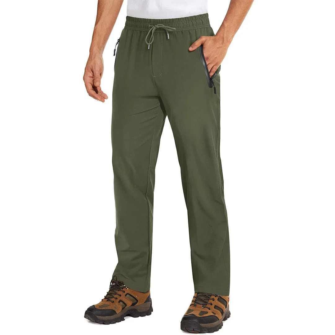 Men's Lightweight Hiking Pants Quick Dry Running Sweatpants With Zipper Pockets