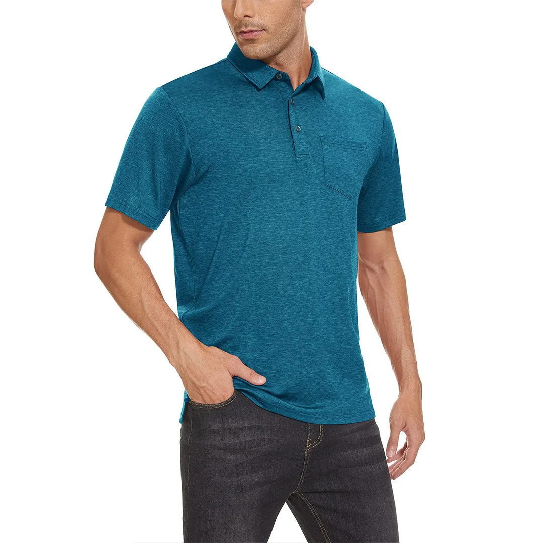 Men's Polo Quick Dry 3 Buttons T-Shirt with Pockets