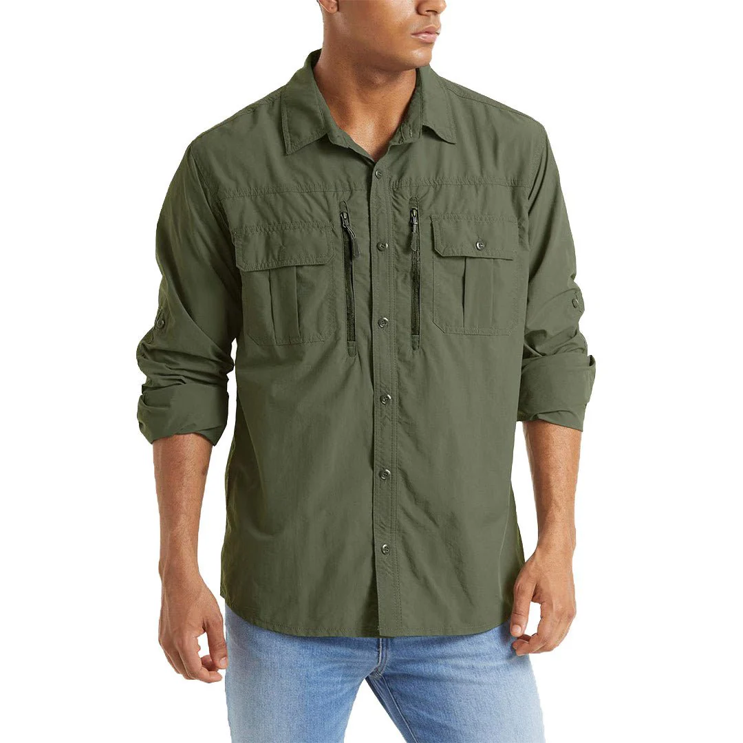 Men's Tactical Sun Protective Button-Down Long Sleeve Shirt