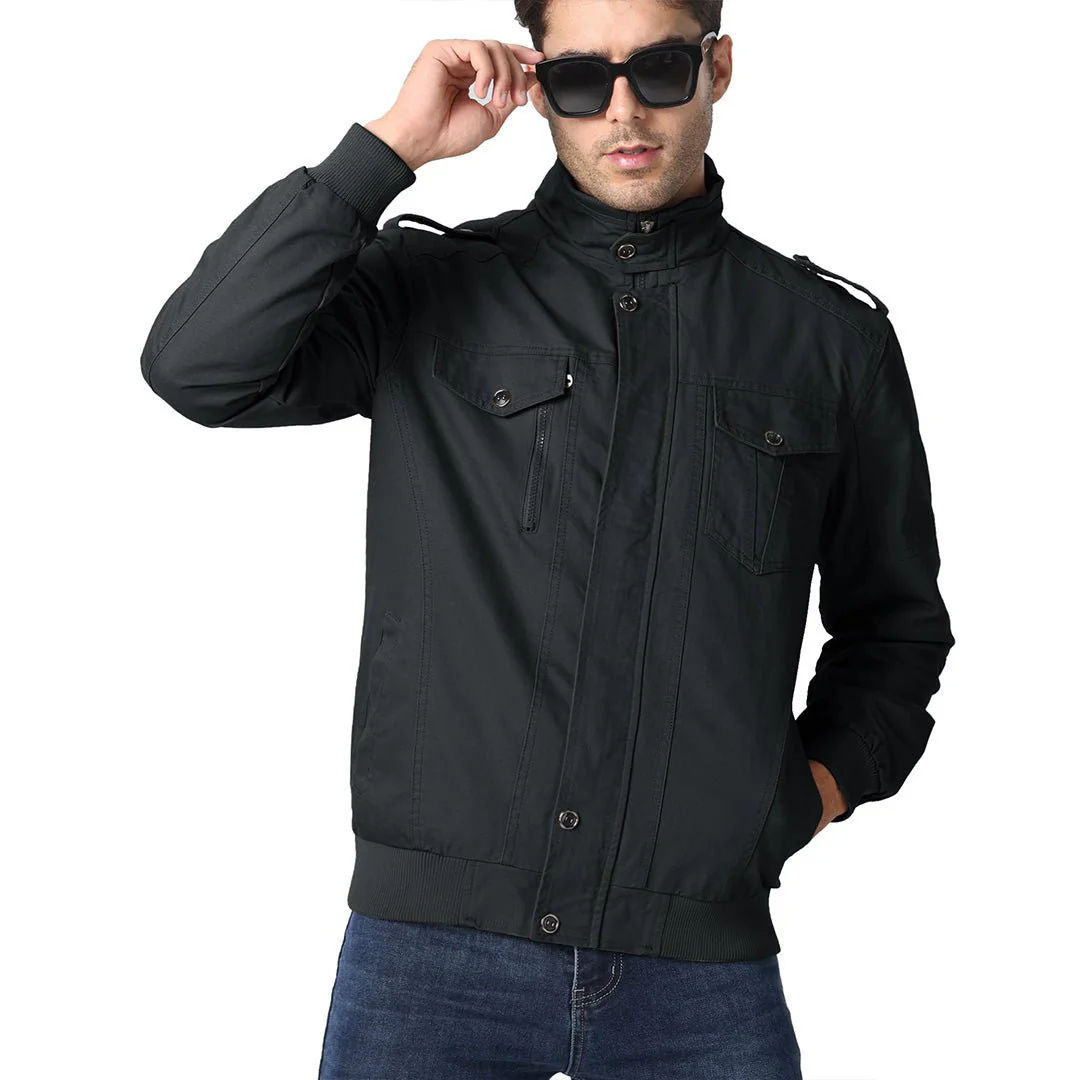 Men's Lightweight Casual Cotton Military Cargo Jacket