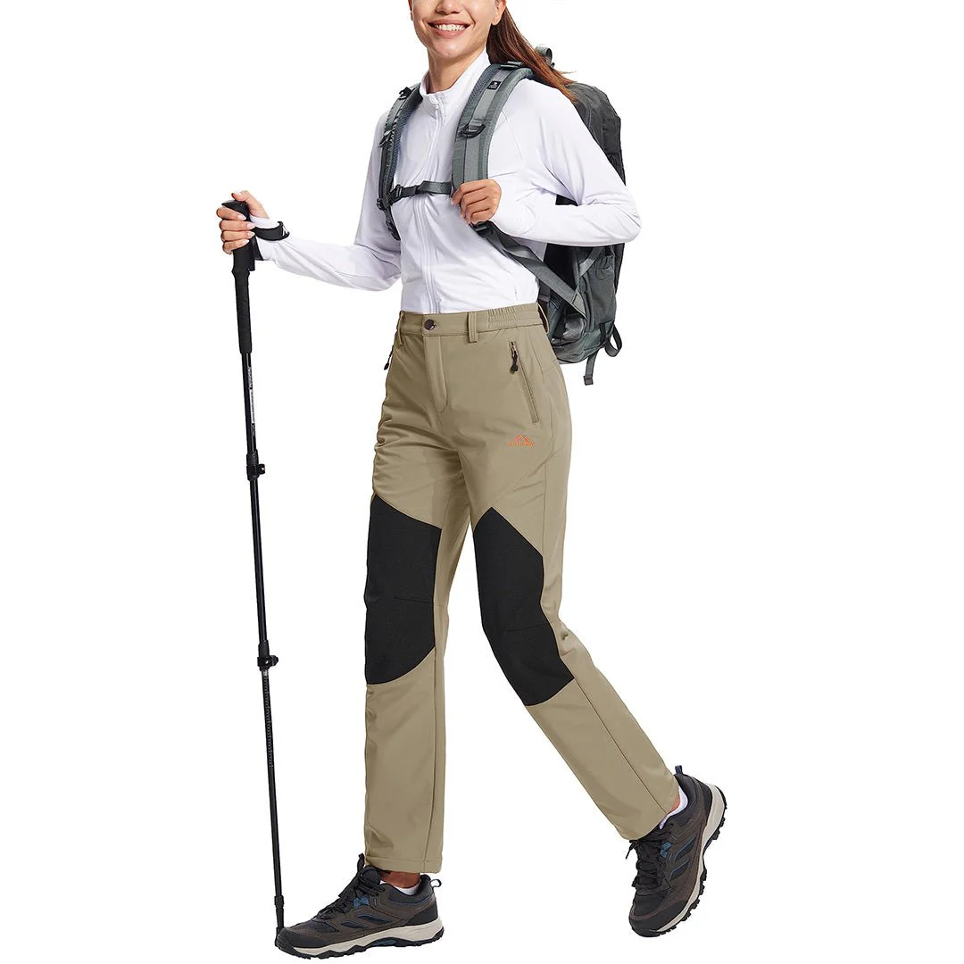 Women's Outdoor Windproof Fleece Lined Hiking Softshell Pants