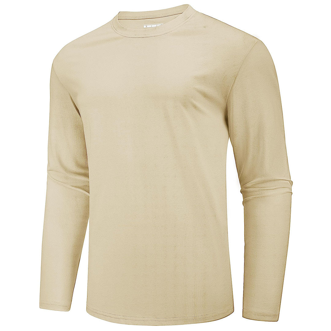 Men's Cotton Solid Color Classic Casual Long Sleeve T-shirt
