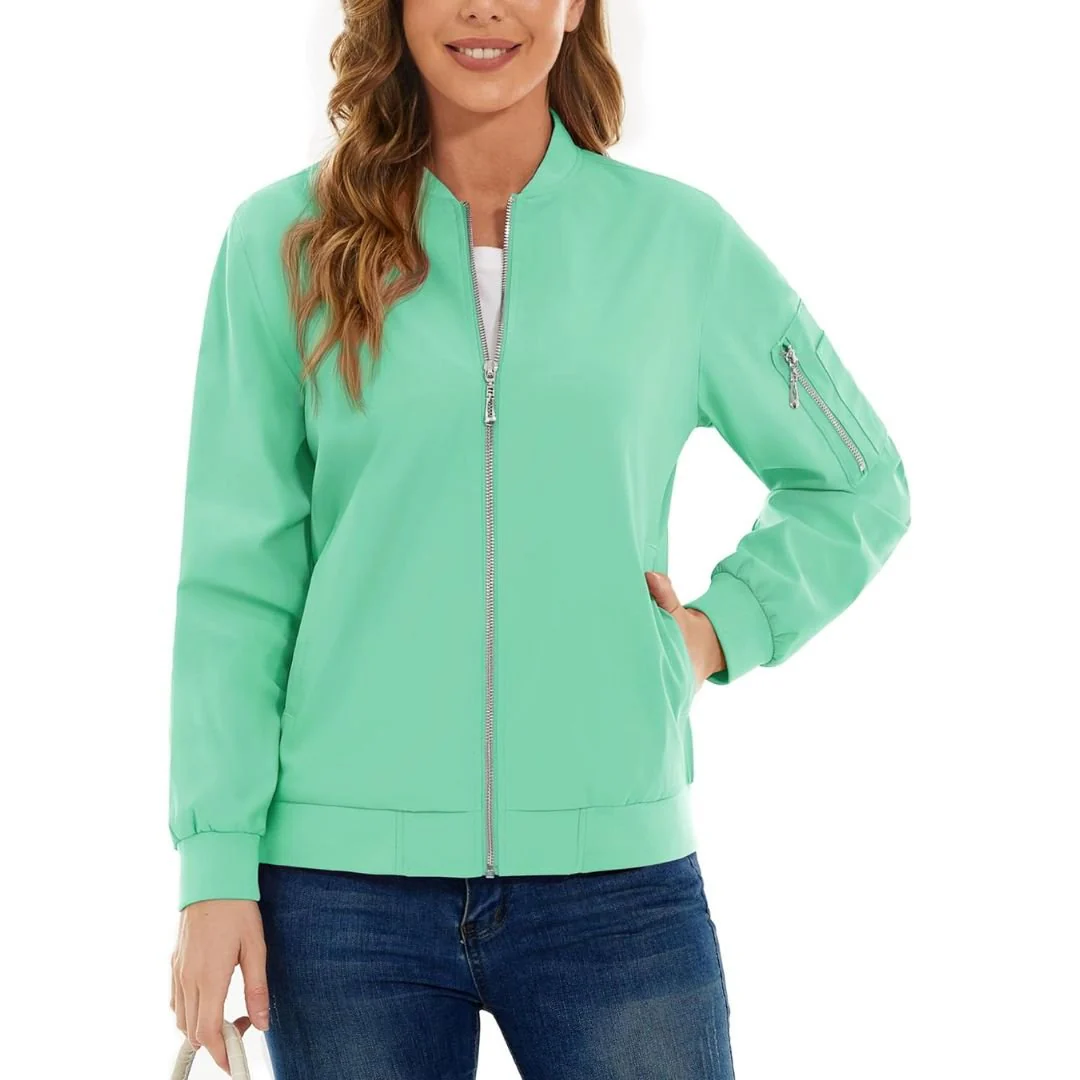 Women's Lightweight Casual Windbreaker Bomber Jackets