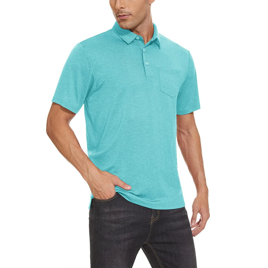 Men's Polo Quick Dry 3 Buttons T-Shirt with Pockets