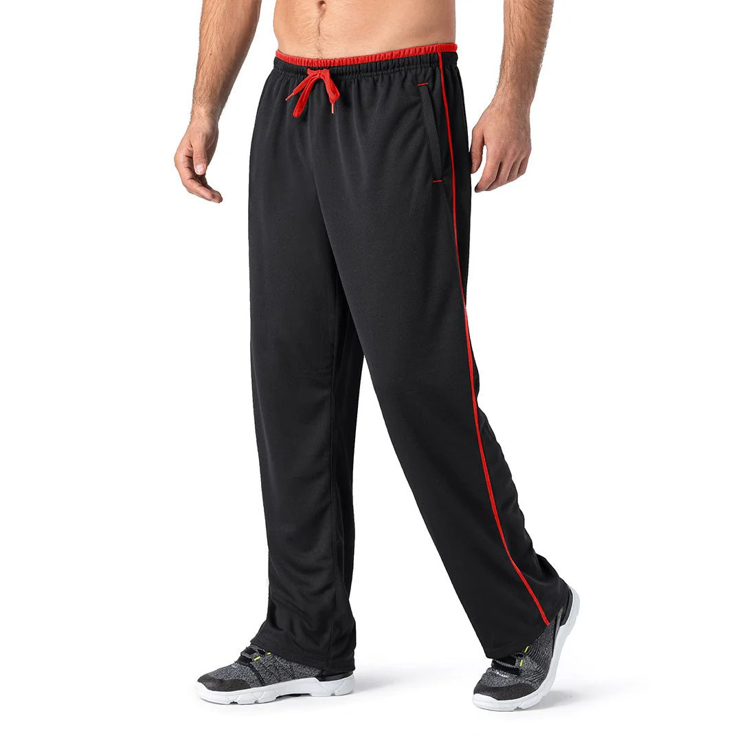Men's Casual Open Bottom Mesh Sweatpants with Pockets