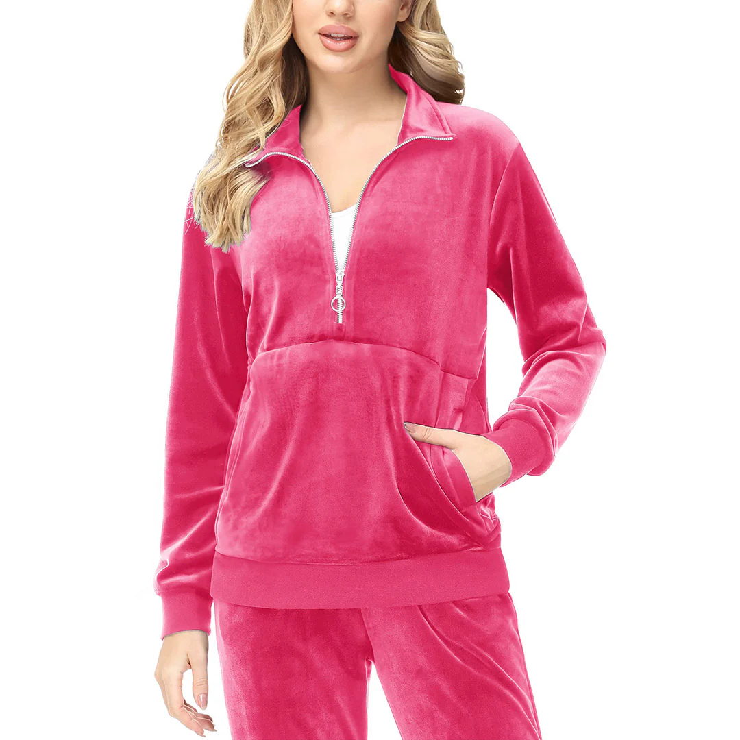 Women's Half Zip Velour Pullovers