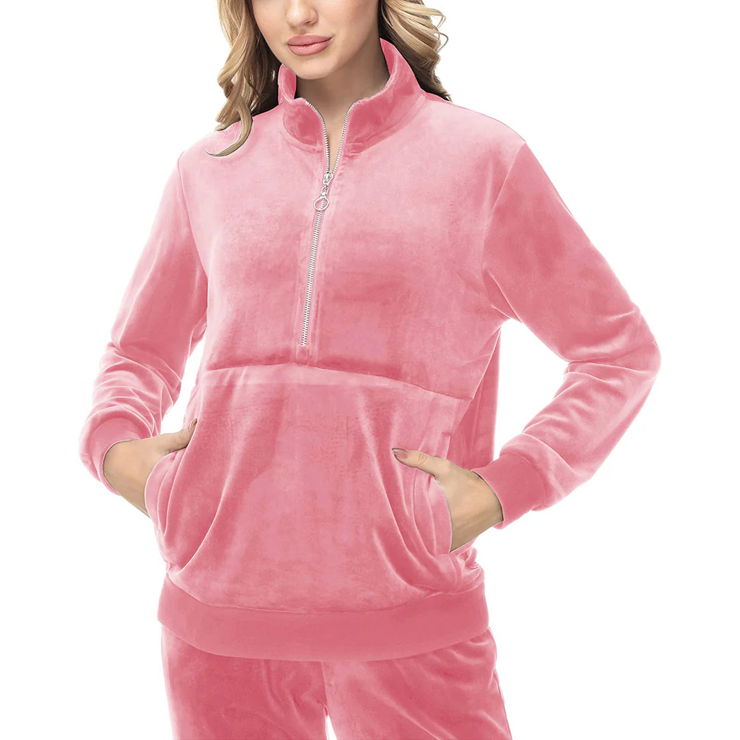 Women's Half Zip Velour Pullovers