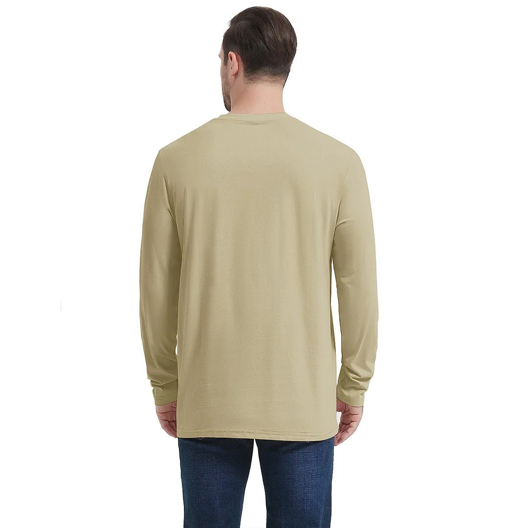 Men's Cotton Solid Color Classic Casual Long Sleeve T-shirt