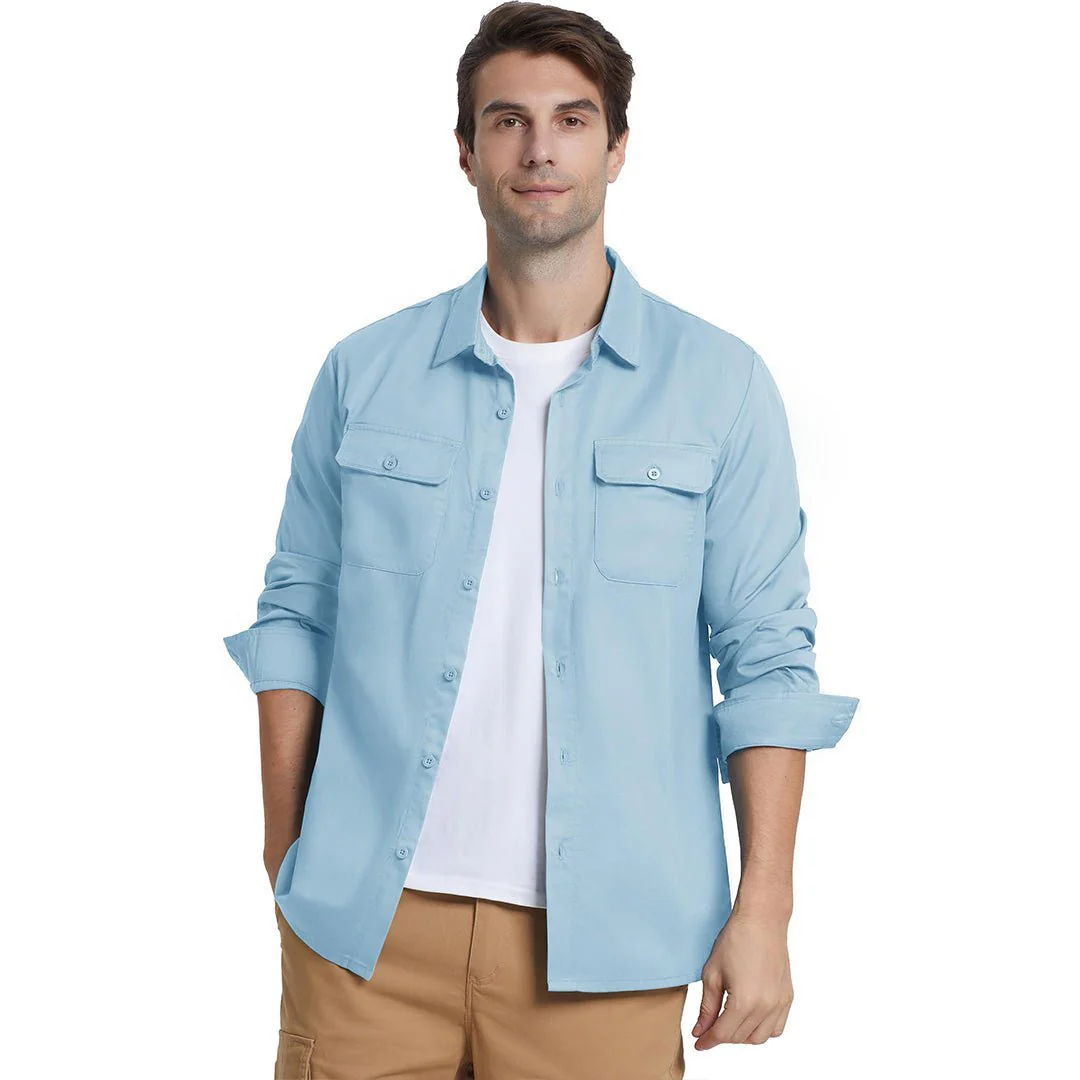 Men's Cotton Casual Button-Up Long Sleeve Shirts