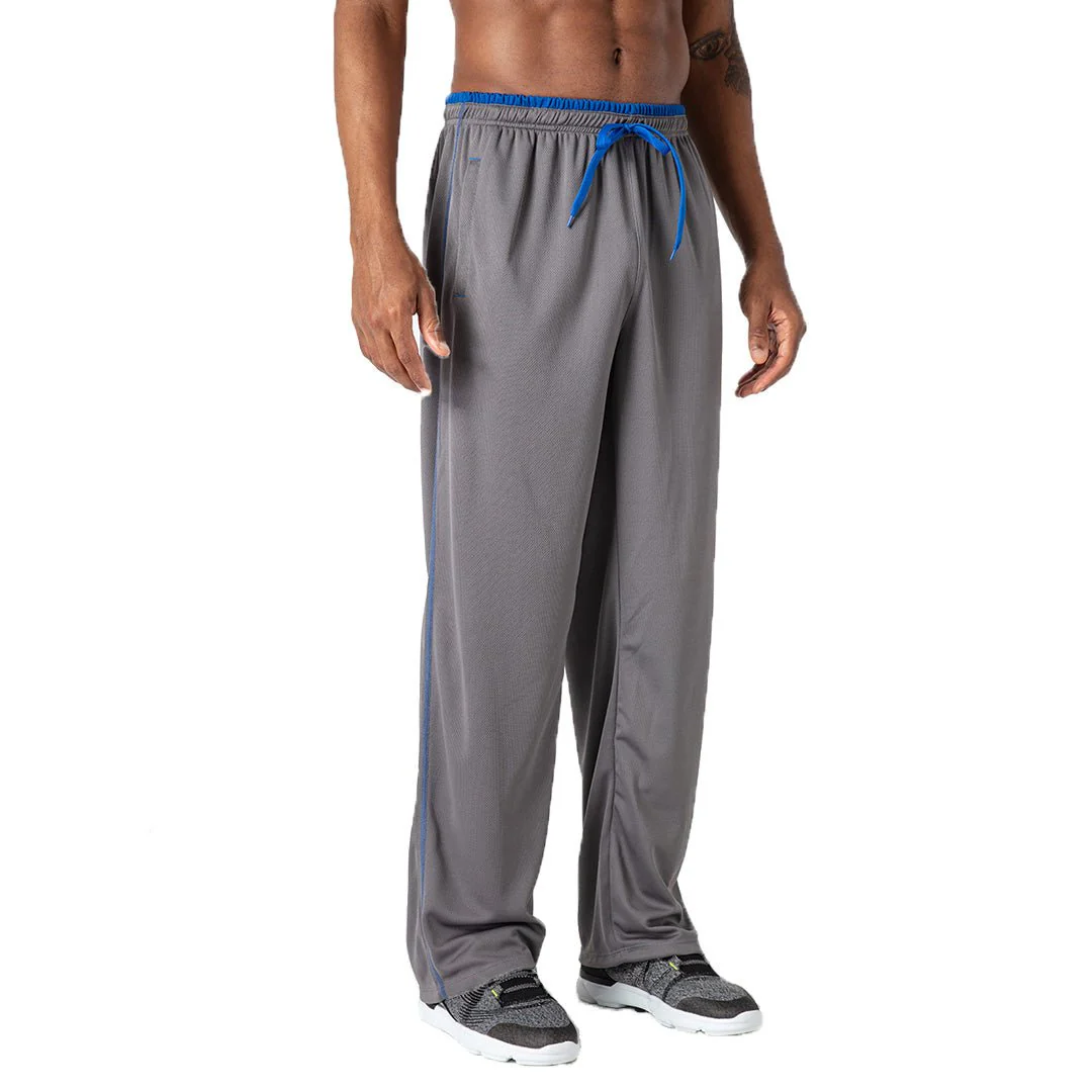 Men's Casual Open Bottom Mesh Sweatpants with Pockets