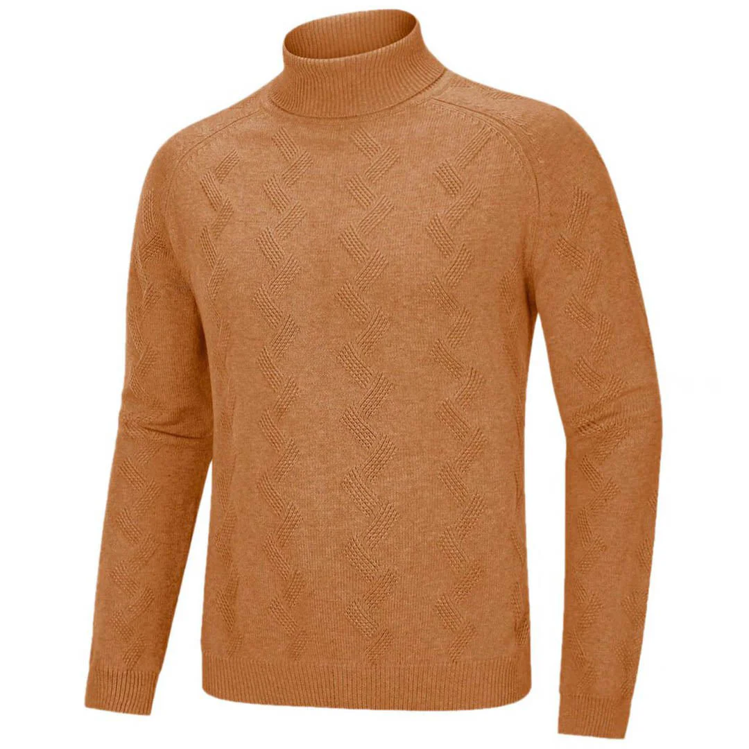 Men's Cotton Sweaters Long Sleeves Pullover Knitted Turtleneck