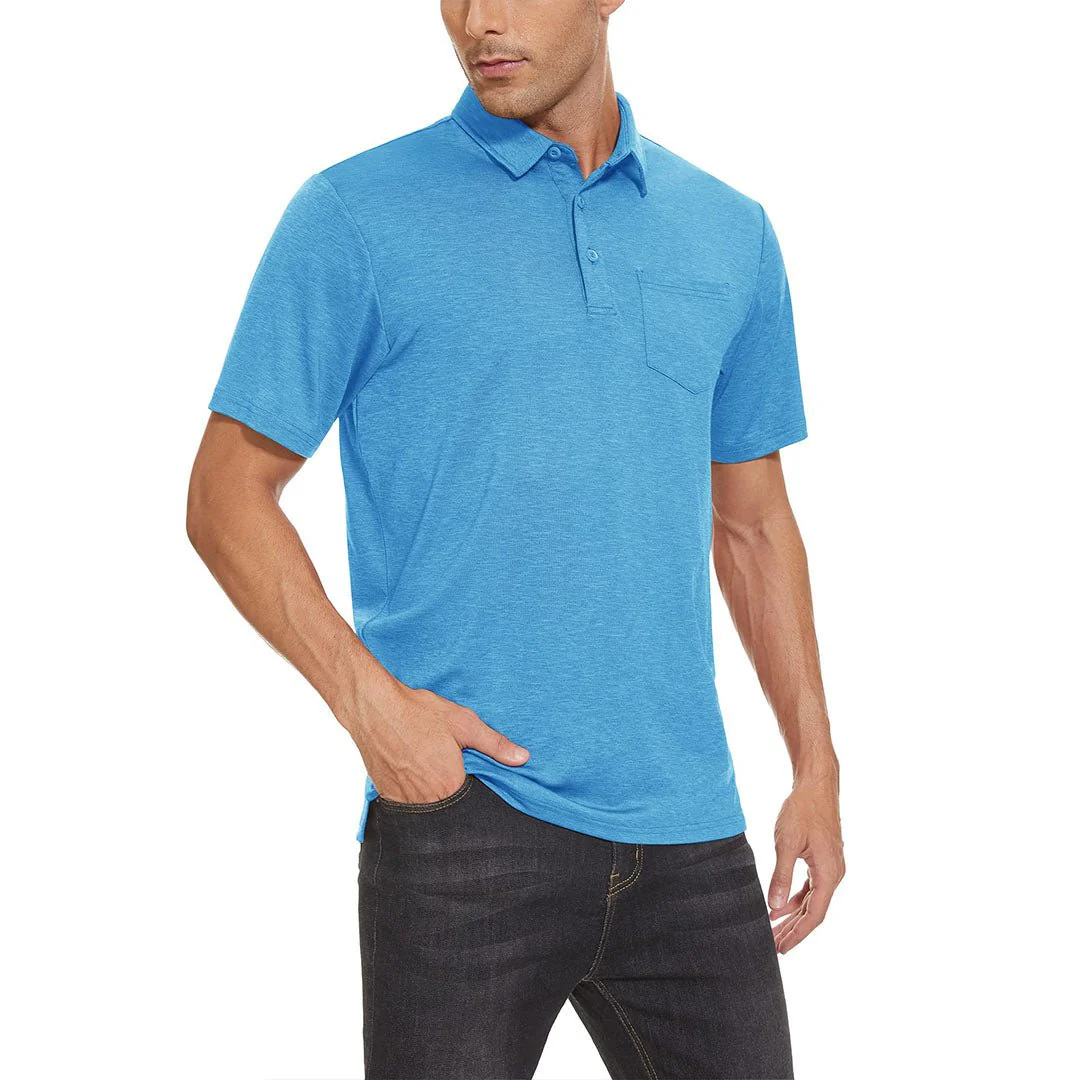 Men's Polo Quick Dry 3 Buttons T-Shirt with Pockets