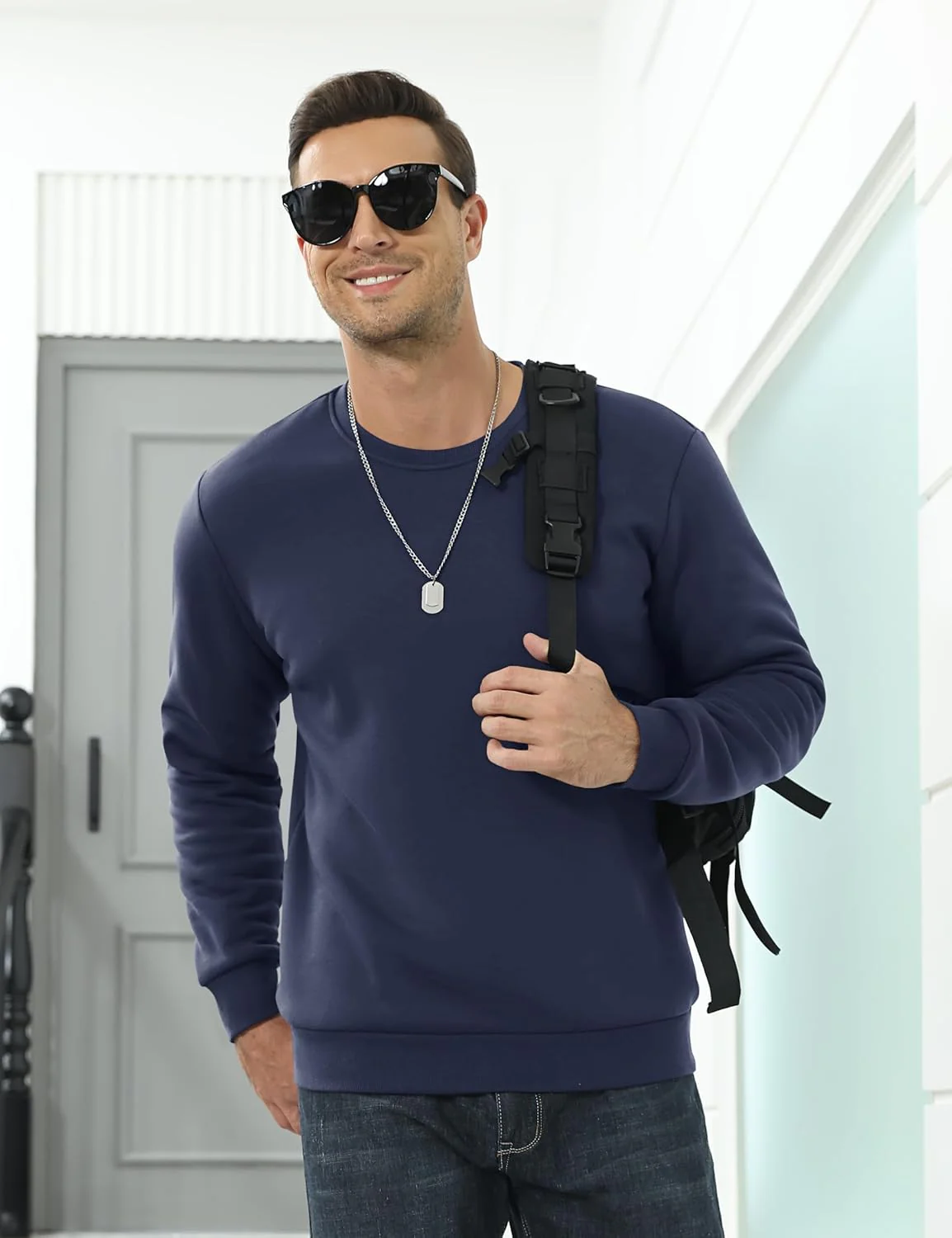 Men's Uncw Sweatshirts Vintage Crewneck Winter Active Warm Outdoor