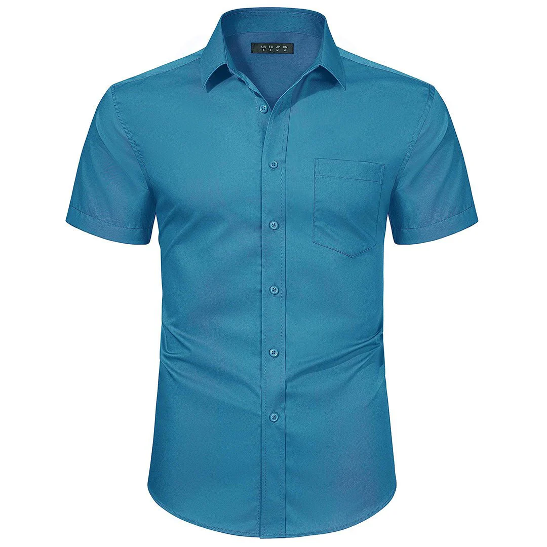 Men's Summer Casual Regular Fit Button Down Short Sleeve T-shirt