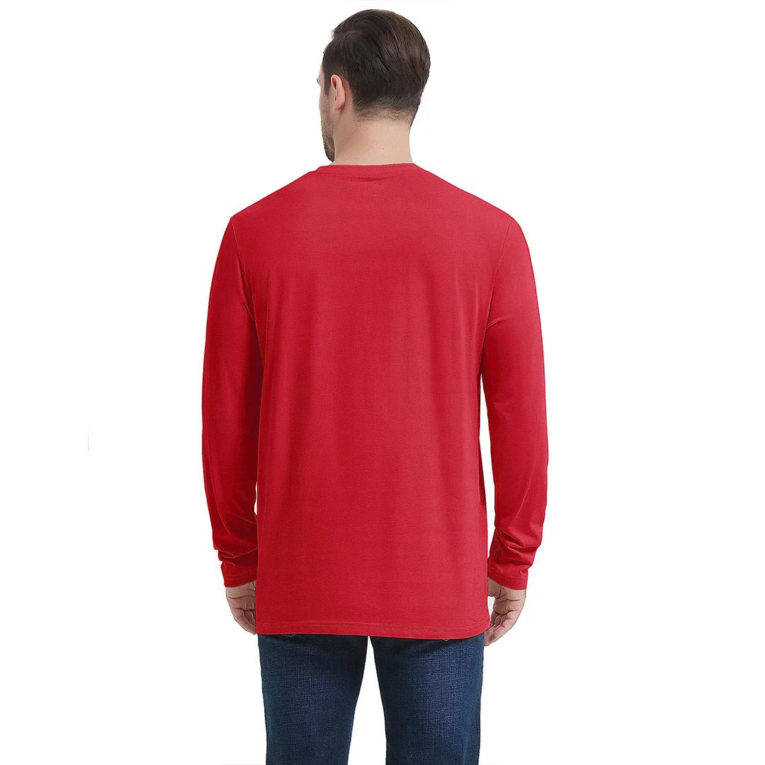 Men's Cotton Solid Color Classic Casual Long Sleeve T-shirt