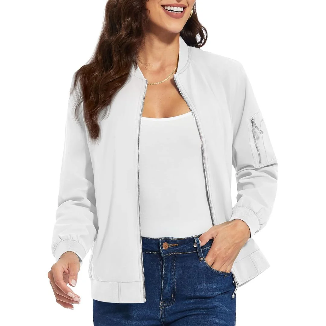 Women's Lightweight Casual Windbreaker Bomber Jackets
