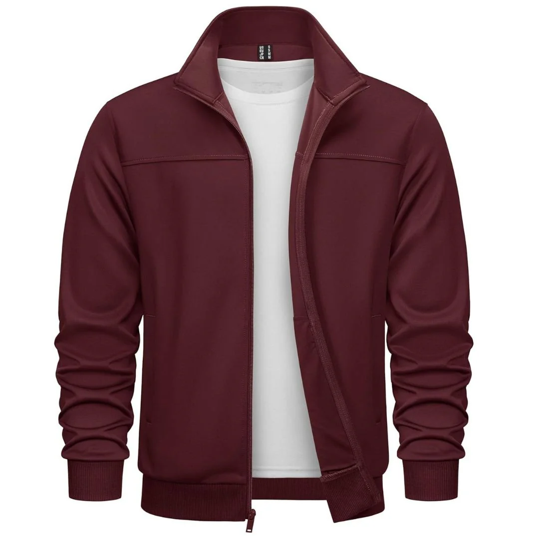 Men's Track Lightweight Full Zip Up Stand Collar Jacket