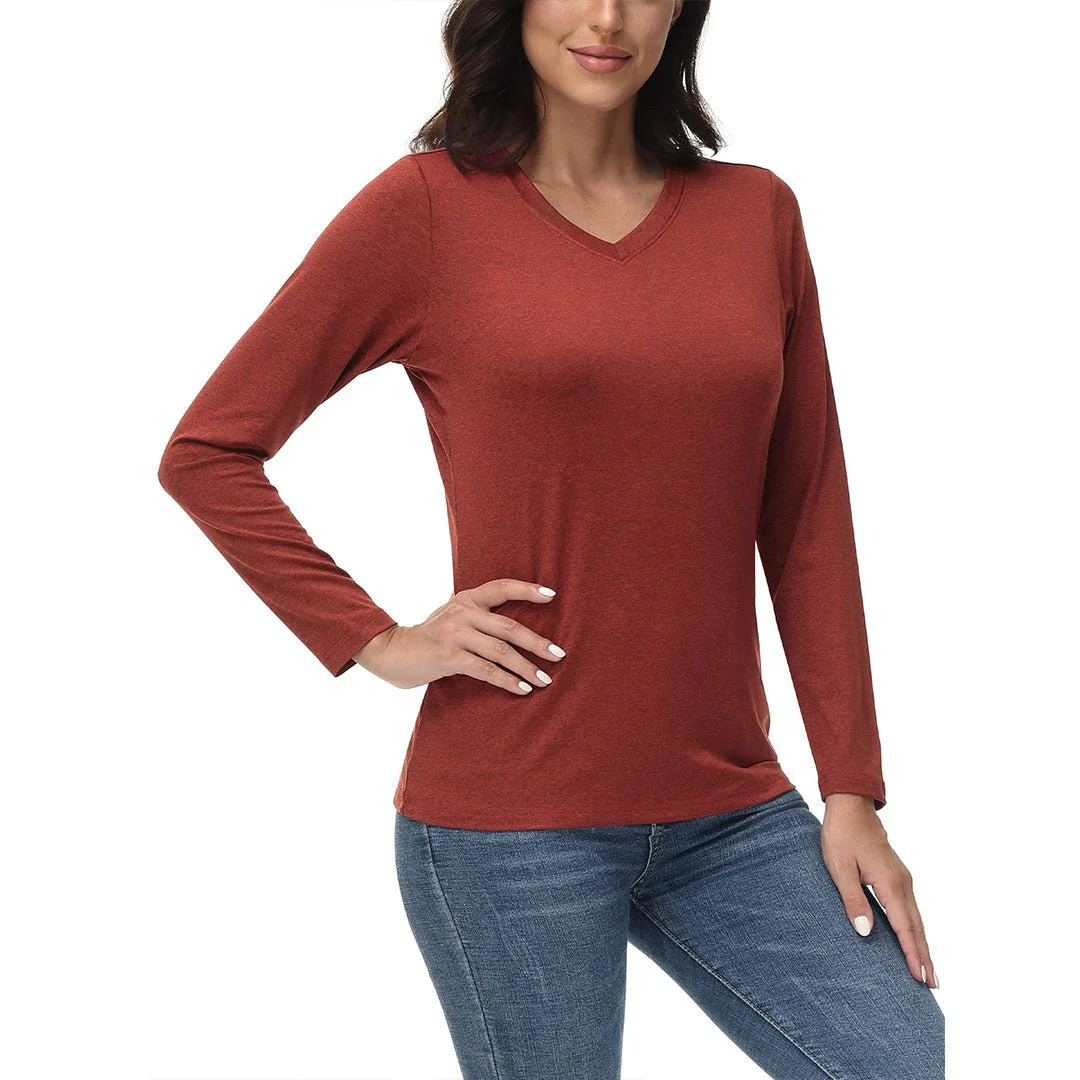 Women's V-Neck Sun Shirts UPF 50+ Long Sleeve T-Shirts