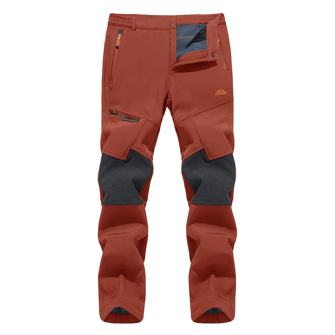 Men's Hiking Fleece Lined Reinforced Knees Softshell Pants
