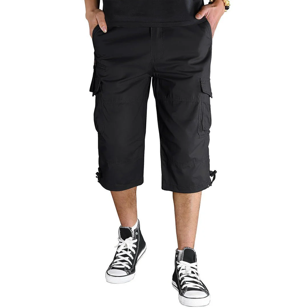 Men's 3/4 Long with 7 Pockets Capri Shorts (No Belt)