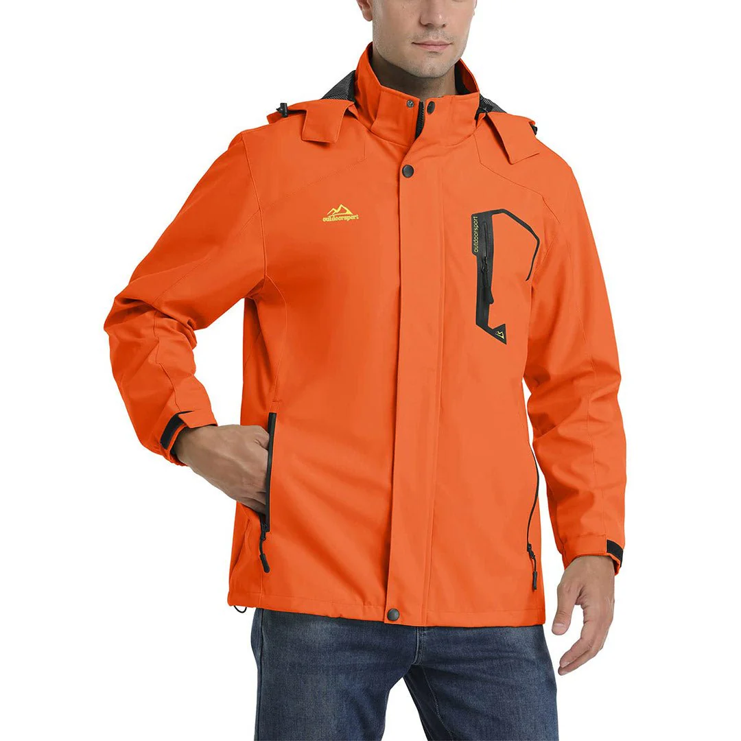 Men's Lightweight Waterproof Windproof Outdoor Hiking Jacket with Zipped Pockets