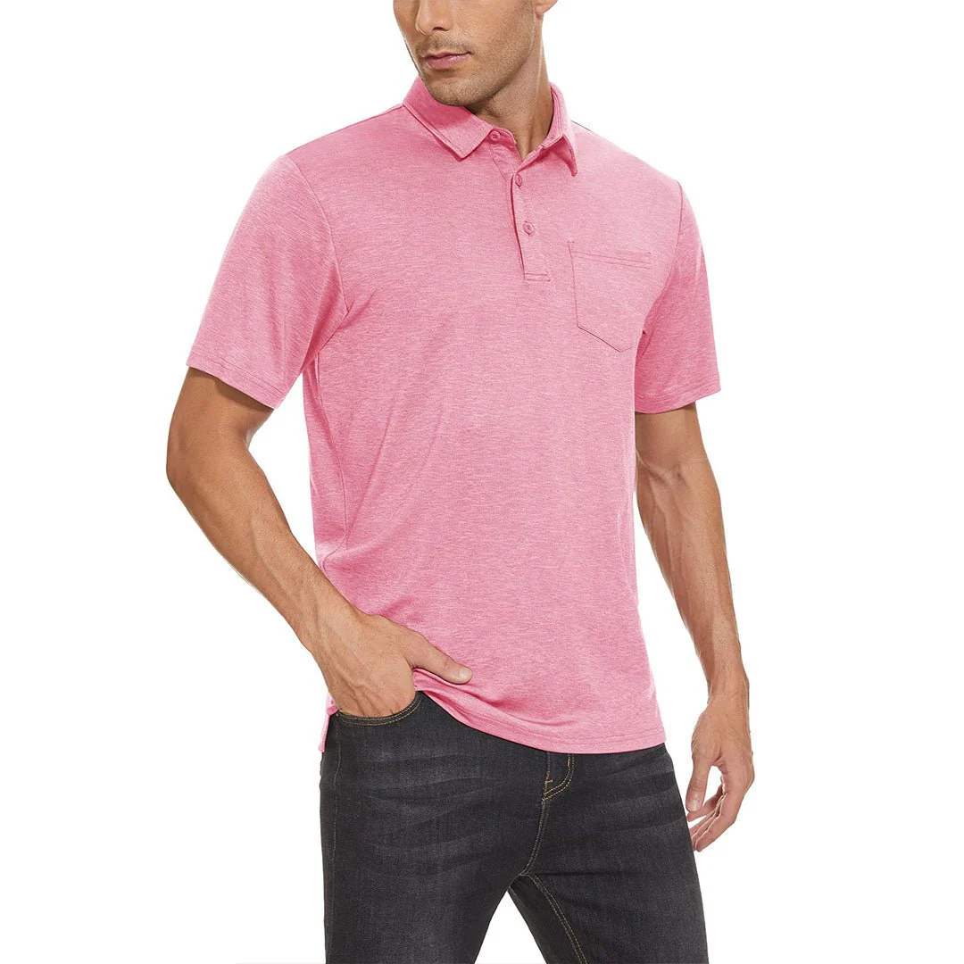 Men's Polo Quick Dry 3 Buttons T-Shirt with Pockets