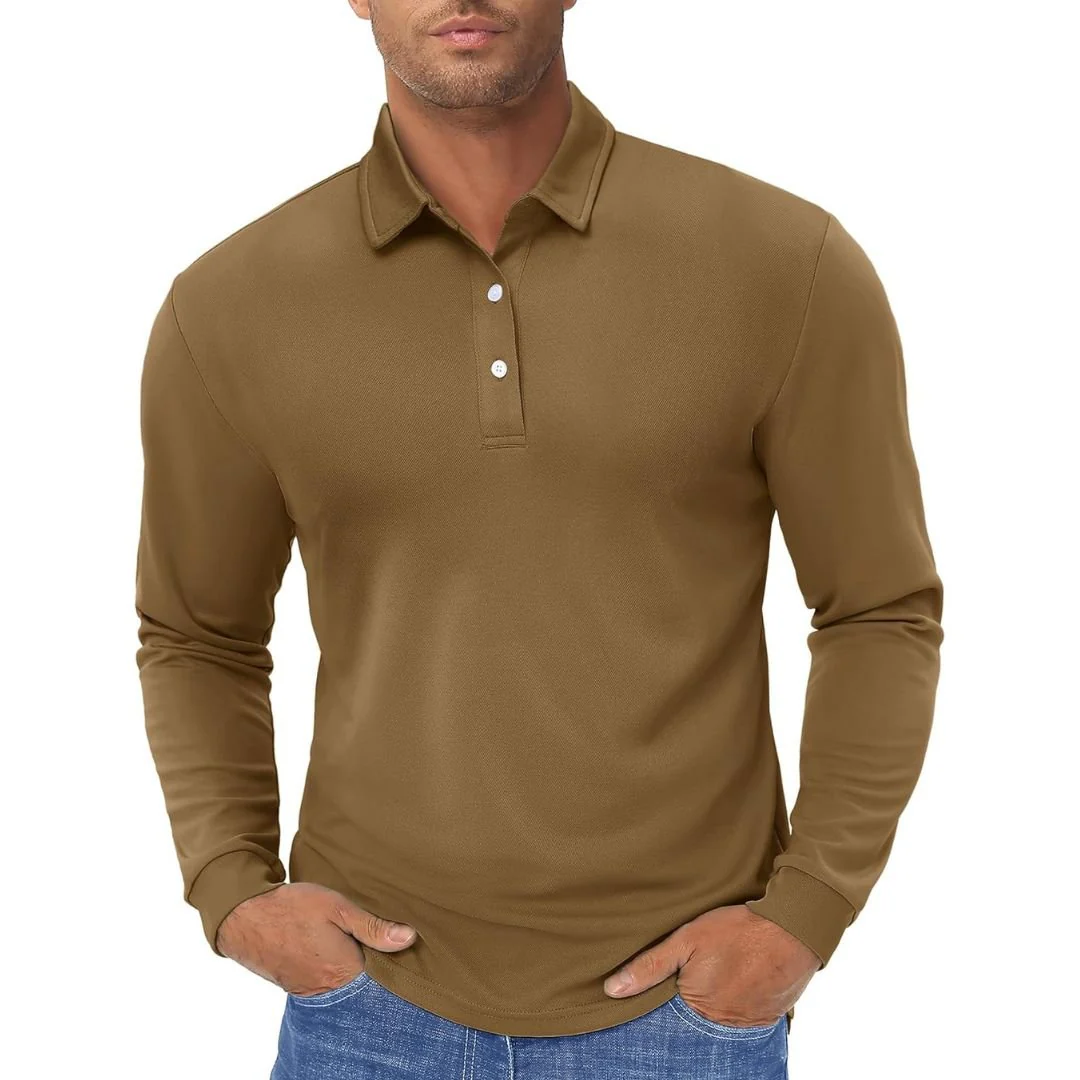 Men's Quick Dry Golf Polo Long Sleeve Shirt