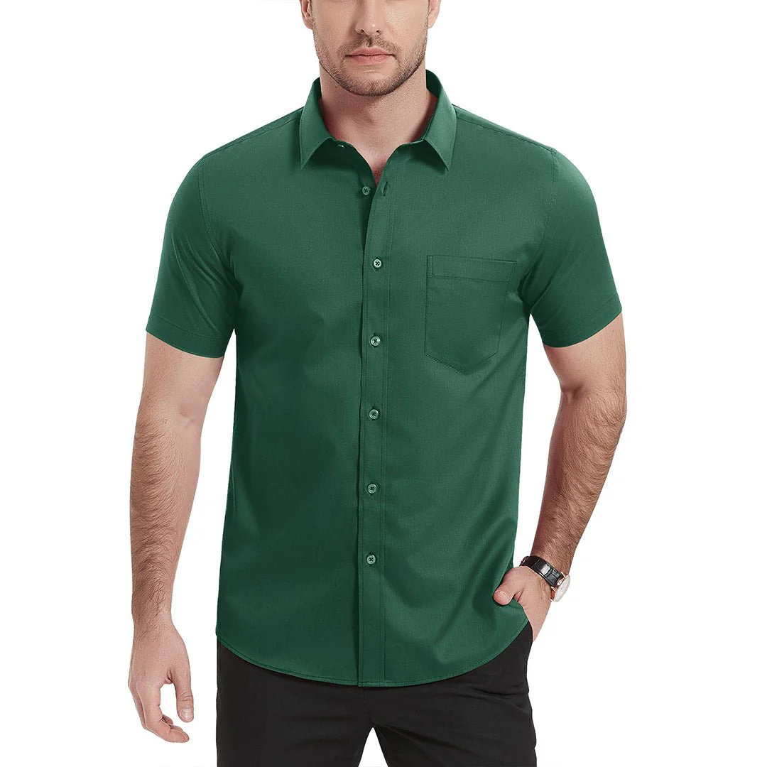 Men's Summer Casual Regular Fit Button Down Short Sleeve T-shirt