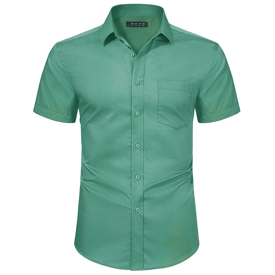Men's Summer Casual Regular Fit Button Down Short Sleeve T-shirt