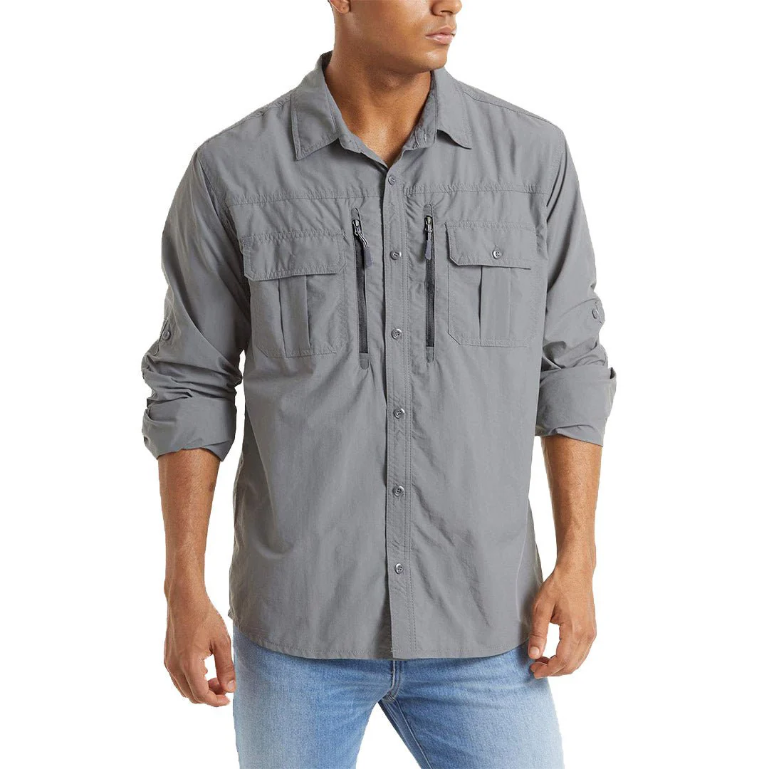 Men's Tactical Sun Protective Button-Down Long Sleeve Shirt