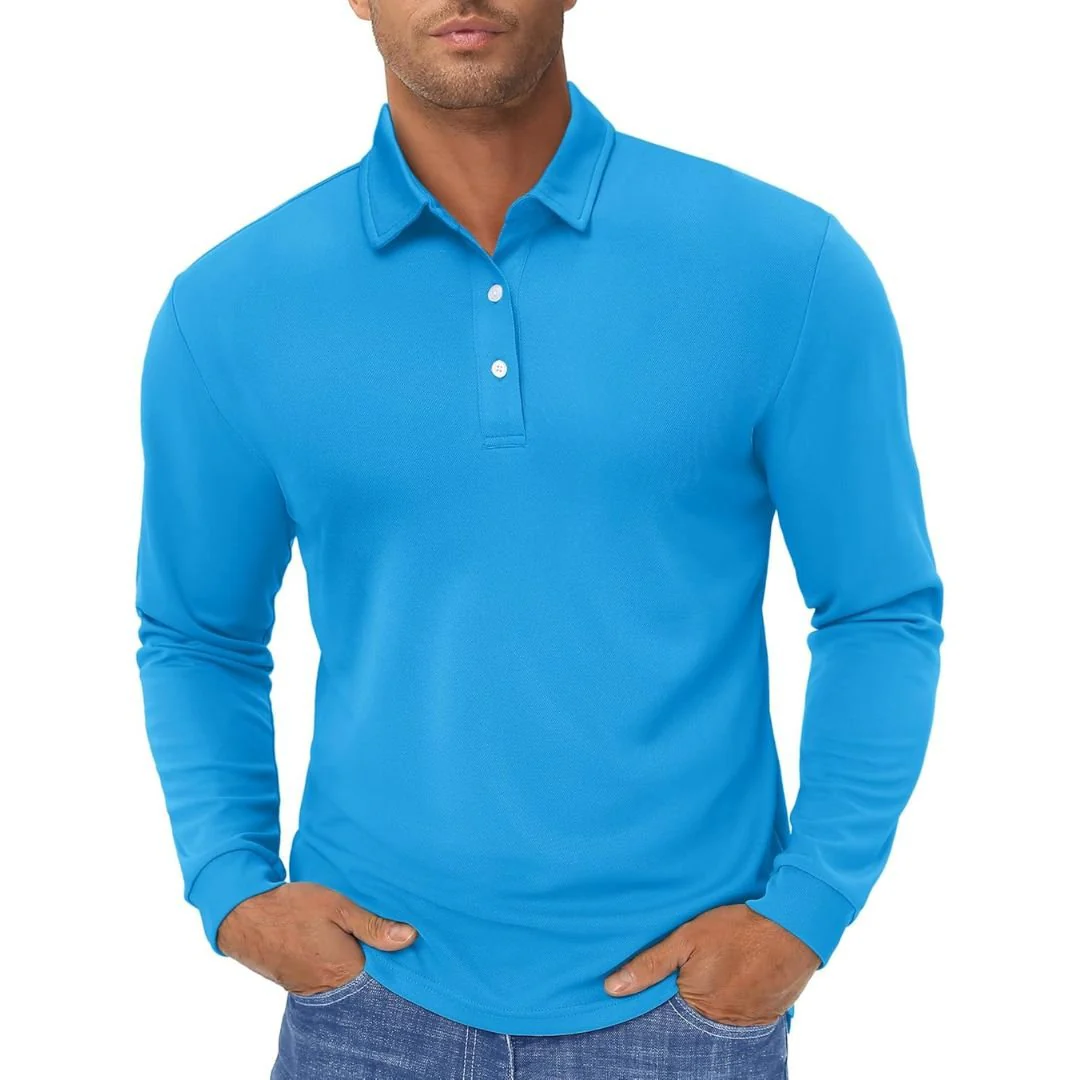 Men's Quick Dry Golf Polo Long Sleeve Shirt