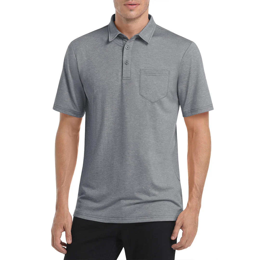 Men's Polo Quick Dry 3 Buttons T-Shirt with Pockets