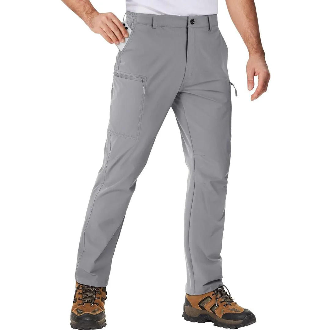 Men's Hiking Water Resistant Ripstop Pants Lightweight Quick Dry with 6 Pockets