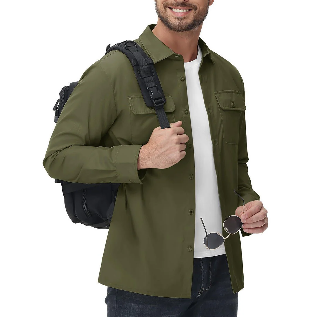 Men's Cotton Casual Button-Up Long Sleeve Shirts