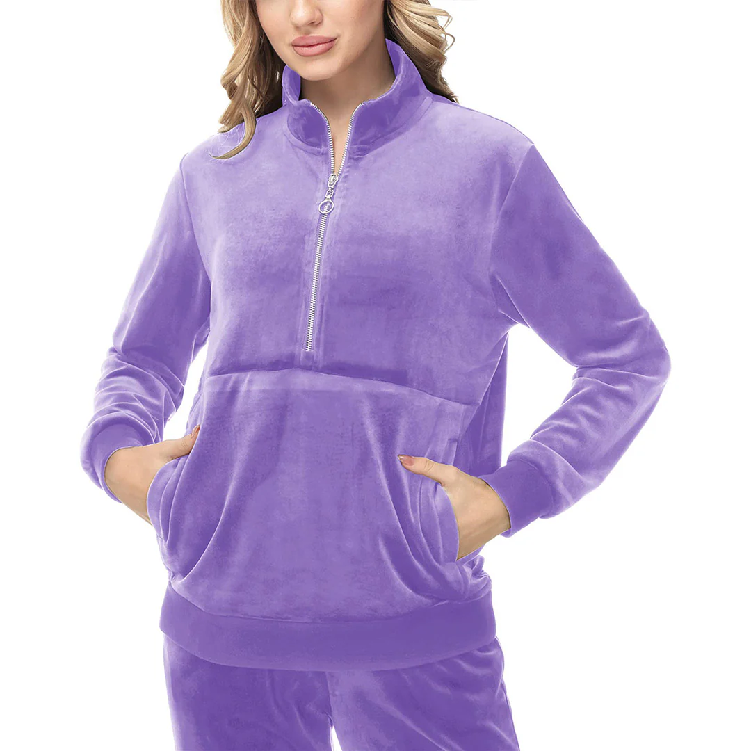 Women's Half Zip Velour Pullovers