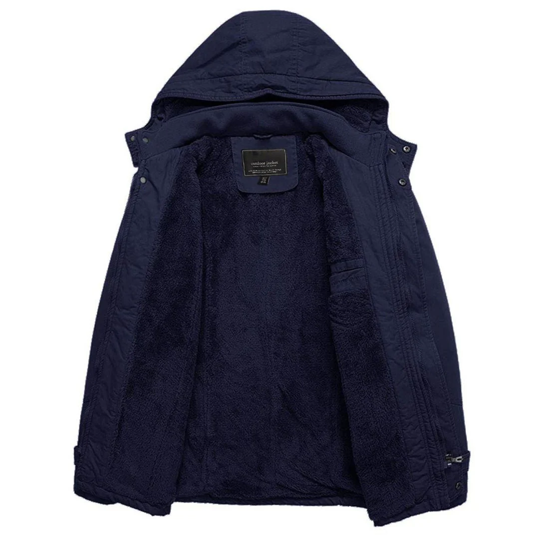 Men's Hood Jackets Thicken Fleece Cotton Work  Winter Coats