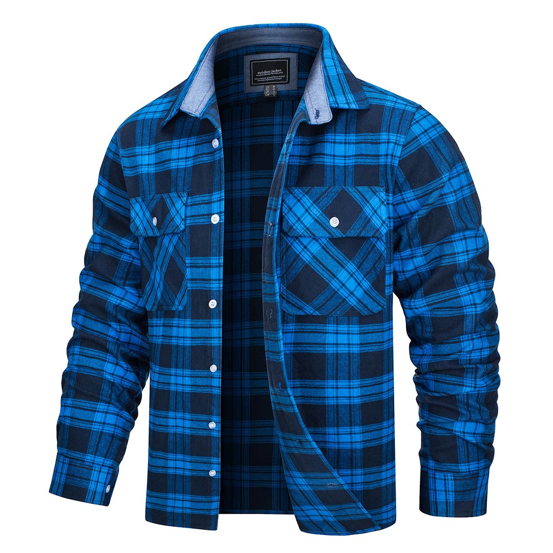 Men's Flannel Tesla Plaid Shirts Long Sleeve