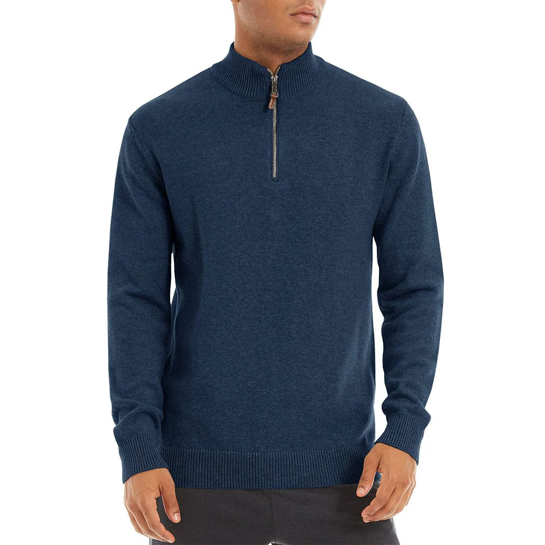 Men's Quarter-Zip Sweater Casual Pullover Knitted Jumper