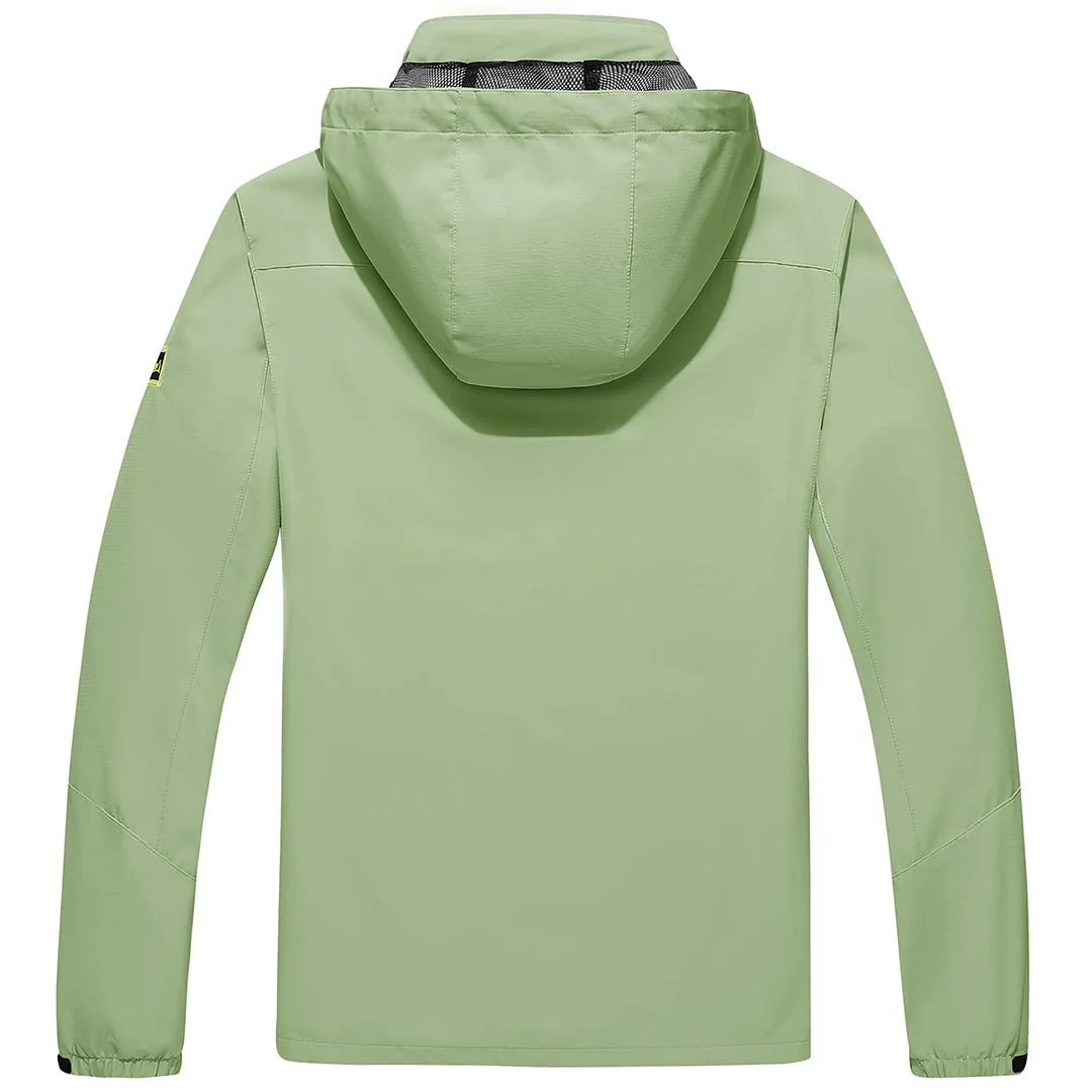 Men's Lightweight Waterproof Windproof Outdoor Hiking Jacket with Zipped Pockets