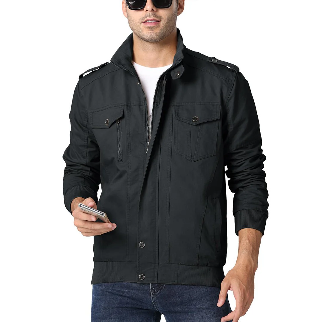 Men's Lightweight Casual Cotton Military Cargo Jacket