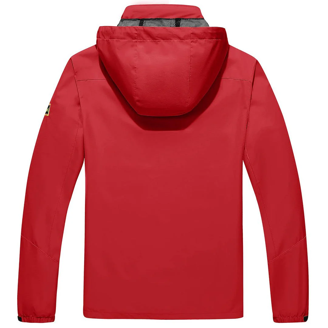 Men's Lightweight Waterproof Windproof Outdoor Hiking Jacket with Zipped Pockets